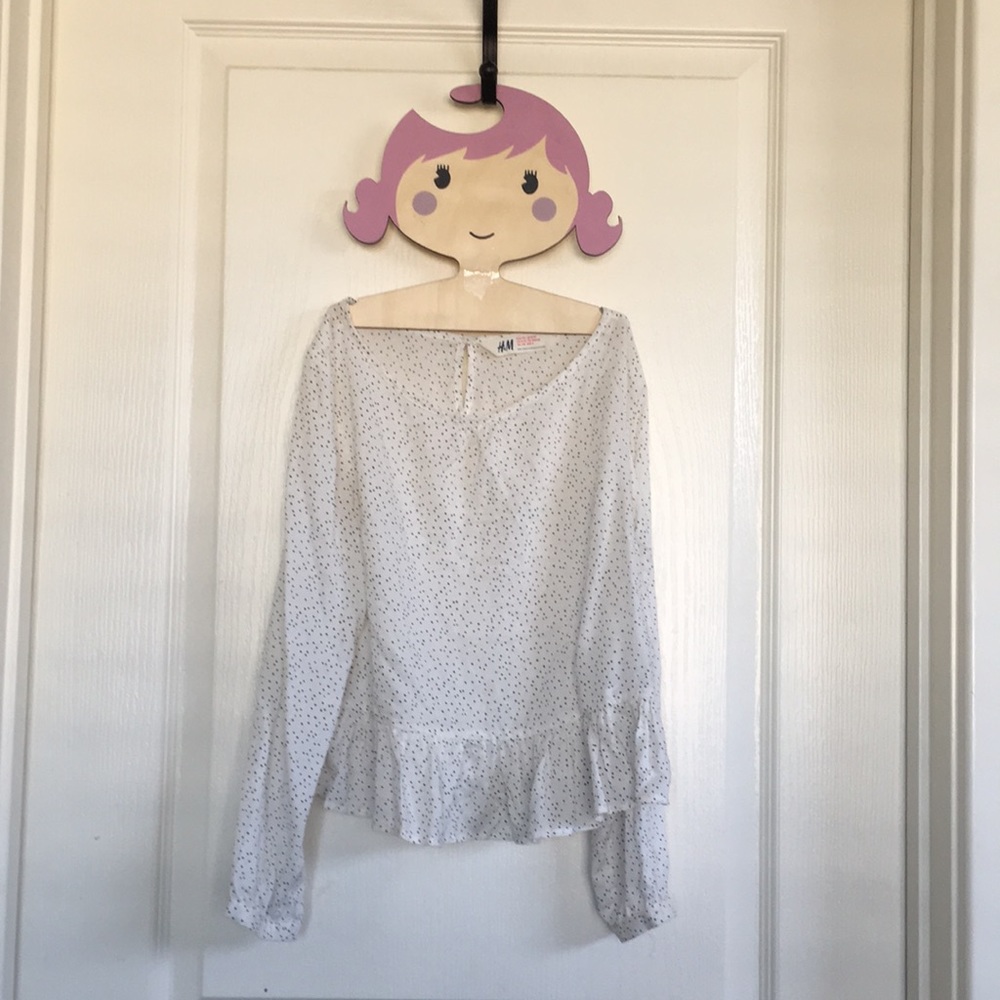White polka dot H&M Long sleeve top size 8-9